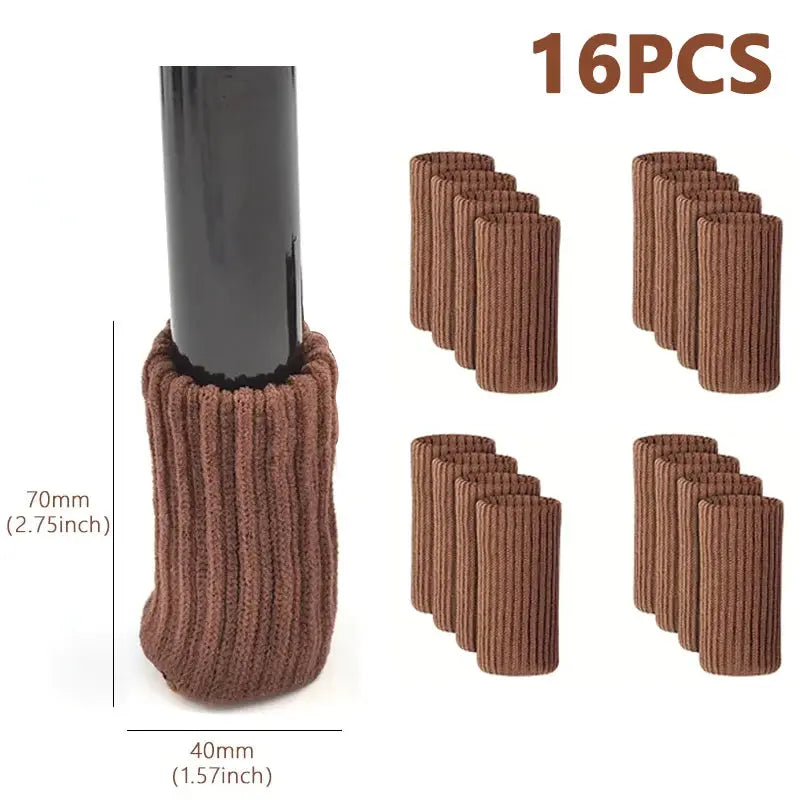 16Pz Chair Legs Socks Knitted Furniture Feet Floor Protectors Anti-slip Pads Silent Thicken Table Chair Leg Socks Covers HASHTAG