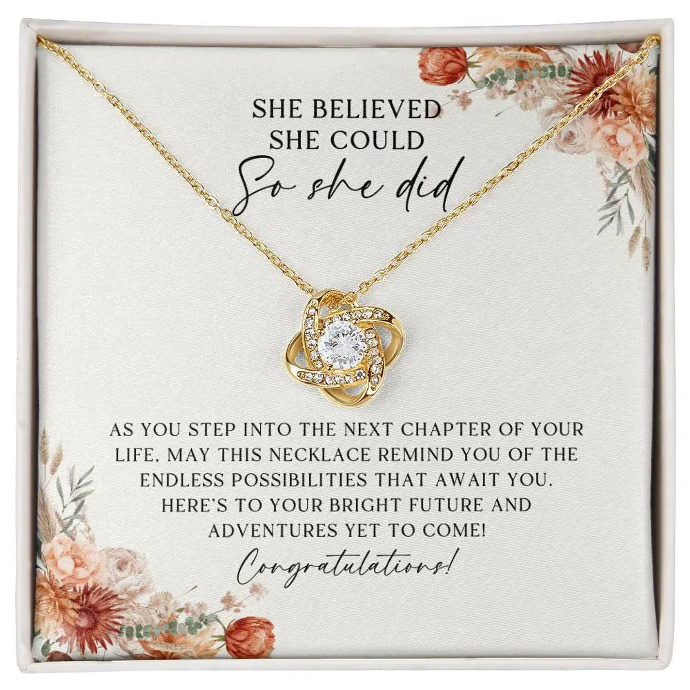 Boho Floral She Believed She Could Graduation Necklace