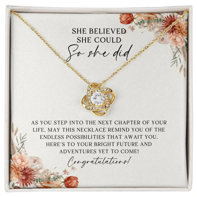 Boho Floral She Believed She Could Graduation Necklace