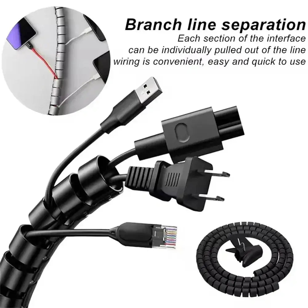 1.5/2m 10/16 mm Flexible Spiral Cable Organizer Storage Pipe Cord Protector Management Cable Winder Desk Tidy Cable Accessories - HASHTAG