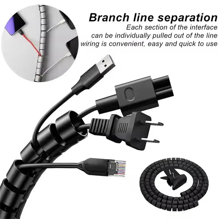 1.5/2m 10/16 mm Flexible Spiral Cable Organizer Storage Pipe Cord Protector Management Cable Winder Desk Tidy Cable Accessories - HASHTAG