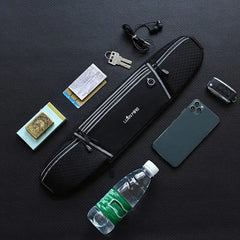 Luan Miao Sports Waist Pack - Black & White, Waterproof Polyester, Adjustable Strap, Multi-Pocket Design for Running, Hiking, and Fitness, Outdoor Gear | Adjustable Waist Pack | Durable Zipper Closure, Running Gear HASHTAG