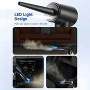 Rechargeable Cordless Air Duster - Powerful Electric Compressed Air Blower for Deep Cleaning of Computer Keyboards, Cameras, Cars, and Home Offices - Portable, Lightweight, and Easy to Use with LED Light and Extendable Nozzle HASHTAG