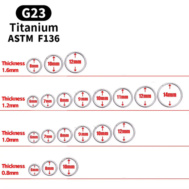 G23 Titanium Nose Rings Mixed Color Body Clips Hoop for Women Men Cartilage Piercing Jewelry Segment Lip Ear L Ring Hoop