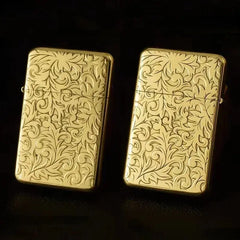 Exquisite Brass Kerosine Lighter Slim Windproof Vintage Grinding Wheel Ignition Lighter Cigarette Accessories Men's Gift HASHTAG BAR TABACCHI