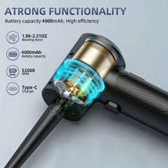 Rechargeable Cordless Air Duster - Powerful Electric Compressed Air Blower for Deep Cleaning of Computer Keyboards, Cameras, Cars, and Home Offices - Portable, Lightweight, and Easy to Use with LED Light and Extendable Nozzle HASHTAG