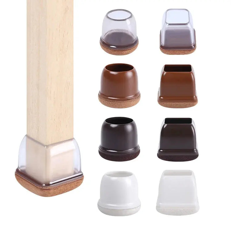 16PCS Transparent Table Chair Leg Protectors Caps Round Square for Furniture Foot Legs Cover Floor Protector with Felt Bottom - HASHTAG