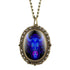 New 12 Constellation Astrology Oval Pocket Watch Unique Fluorescent Blue Zodiac Necklace Pendant Quartz Birthday Gift for Friend