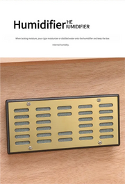 Spanish Cedar Wooden Cigar Humidor, 2-Tier Desktop Cabinet, Constant Humidity Storage for Cigar Collectors HASHTAG