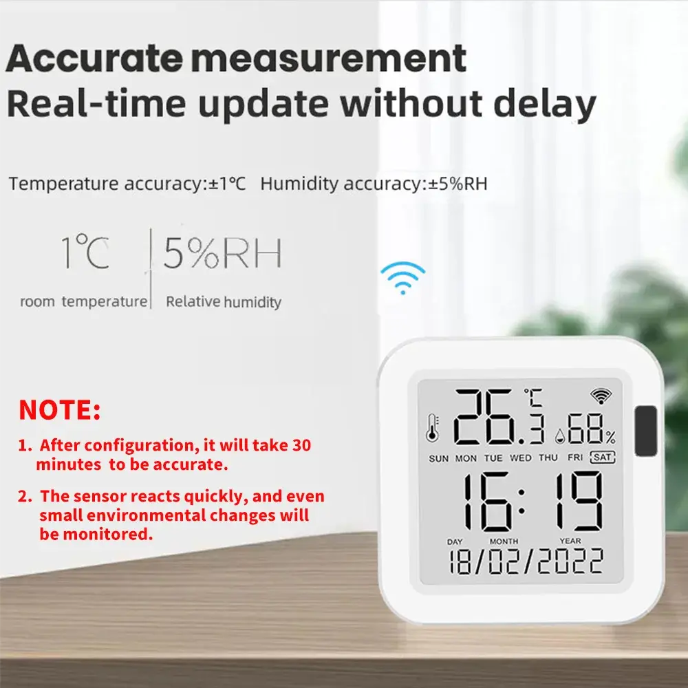 Smart Thermometer hygrometer Tuya WiFi Temperature and Humidity Sensor With Backlight APP Remote Control Work with Tuya Alexa - My Hashtag Shop