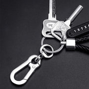 Trendy DIY Mobile Phone Number Plate Pendant Keychain for Men Punk Simple Woven Leather Rope Anti-lost Car Key Chain Accessories HASHTAG