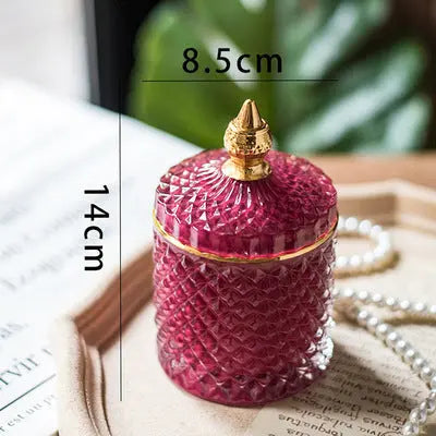 Luxury fine cut glass jar with gold point top. - HASHTAG