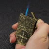 Constantine Relief Ultra Thin Retro Grinding Wheel Lighter Metal Jet Flame Inflatable Lighter Cigarette Accessories Men's Gift HASHTAG BAR TABACCHI
