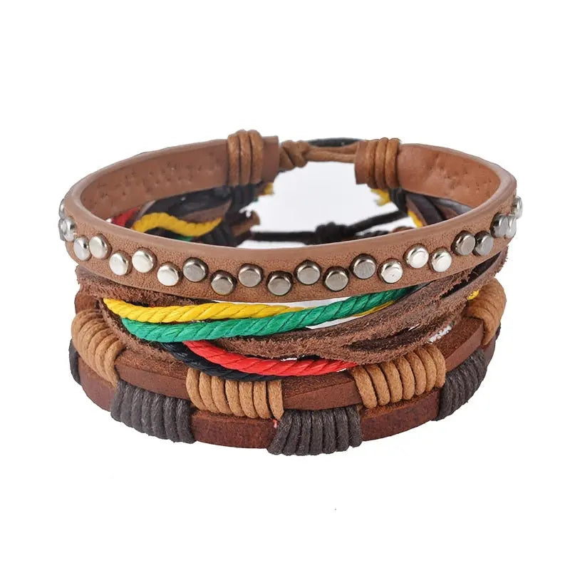 Leather Bracelet Men Multilayer Bead Bracelet Punk Wrap Bracelets for Women Vintage punk Men Jewelry AliExpress