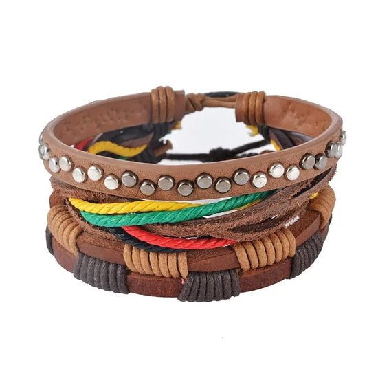 Leather Bracelet Men Multilayer Bead Bracelet Punk Wrap Bracelets for Women Vintage punk Men Jewelry AliExpress