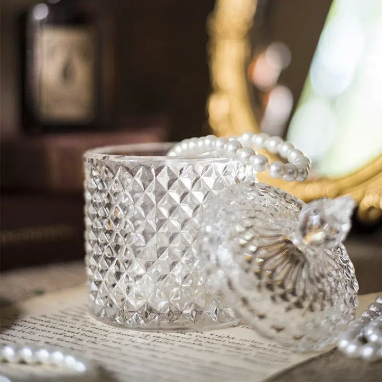 Luxury fine cut glass jar with gold point top. - HASHTAG