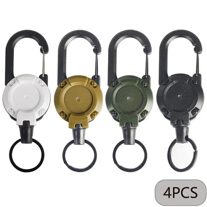 1/2/4pcs Extendable Retractable Holders Keychain Badge Reels Heavy Duty Clip With Carabiner Key Chain For Men Outdoor Bags - My Hashtag Shop