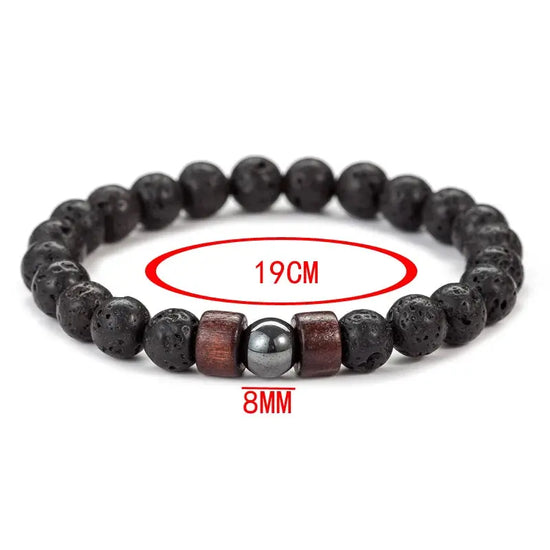 8mm Volcanic Stone Bracelet for Men Lava Wooden Beads Bracelet Tibetan Buddha Male Wrist Chain Jewelry Handmade Elastic Bracelet