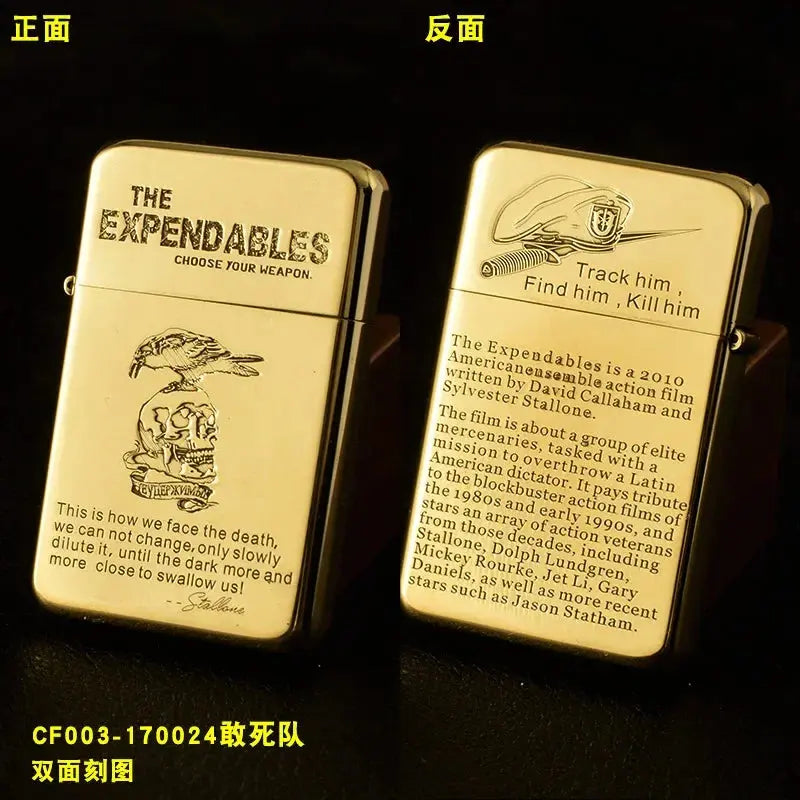 Exquisite Brass Kerosine Lighter Slim Windproof Vintage Grinding Wheel Ignition Lighter Cigarette Accessories Men&