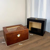 Flip-Top Wooden Cigar Humidor with Hygrometer, Two-Layer Desktop Storage Box, Black Brown Color Options HASHTAG