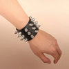 Punk Bracelet for Men Women - Goth Black Leather Wristband with Metal Spike Studded- Spike Rivets Cuff Bangle Adjustable HASHTAG