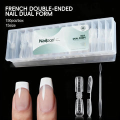 Nailpop 150 pcs Double Ended Nail Dual Forms Square Coffin Shape Extension 15 Sizes Professional Salon Quality Nail Art Tools HASHTAG