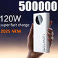 120W 50000Mah High Capacity Power Bank Fast Charging Powerbank Portable Battery Charger for Iphone Samsung Huawei 2024
