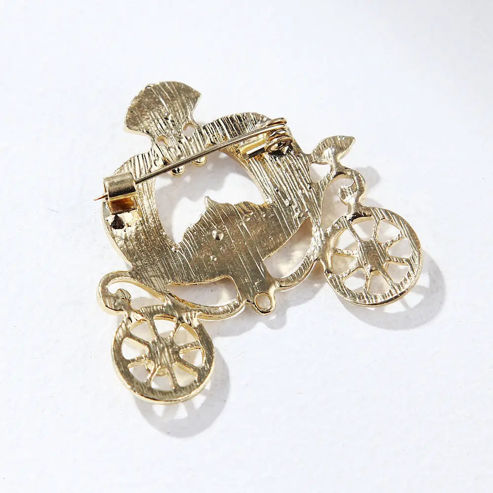Pumpkin Car Brooch Fairy Tale Style Lanhao Gray Guniang Colorful Rhinestone - HASHTAG