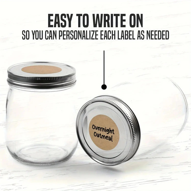 500 pcs 1 roll Kraft Dissolvable Mason Jar Labels Dissolvable Food Labels for Containers Jam Homemade Canning Jar Stickers - HASHTAG