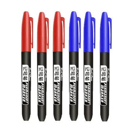 6 PCS Permanent Marker Pen Manga Drawing Markers Black Blue Red Waterproof Ink Sketch Pens Stationery Art School Supplies - HASHTAG