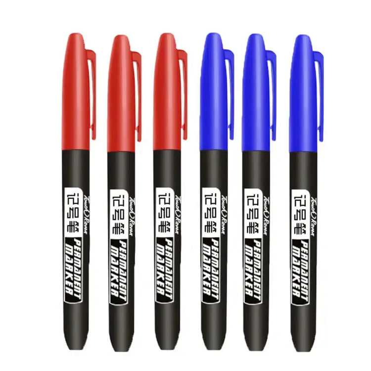 6 PCS Permanent Marker Pen Manga Drawing Markers Black Blue Red Waterproof Ink Sketch Pens Stationery Art School Supplies - HASHTAG