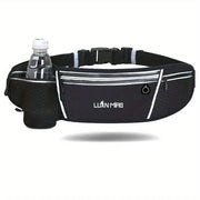 Luan Miao Sports Waist Pack - Black & White, Waterproof Polyester, Adjustable Strap, Multi-Pocket Design for Running, Hiking, and Fitness, Outdoor Gear | Adjustable Waist Pack | Durable Zipper Closure, Running Gear HASHTAG