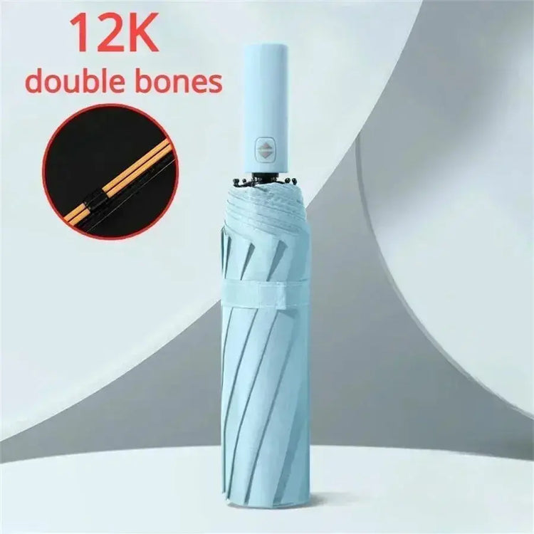 12 Bone Black Glue Fully Automatic Umbrella With Thick And Durable Keel Three Fold Umbrella UV Resistant Folding Umbrella HASHTAG
