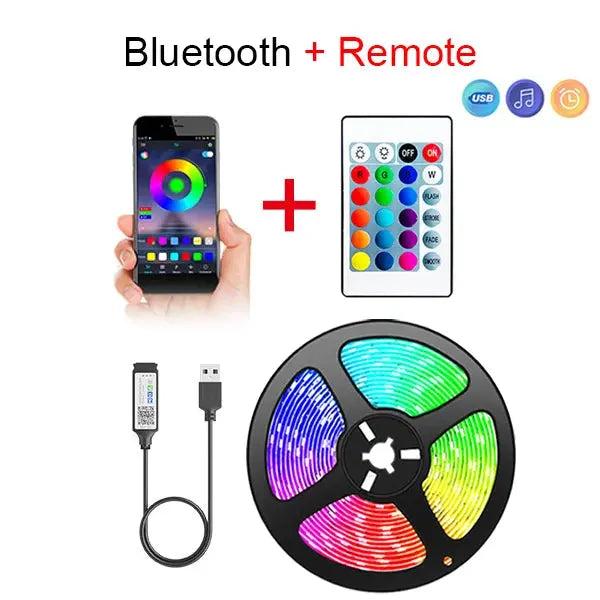 Tape Bluetooth USB LED Strip Light 5050 SMD 5V USB RGB Lights Flexible LED Lamp Tape Ribbon RGB Self-adhesive TV Desktop Diode - HASHTAG
