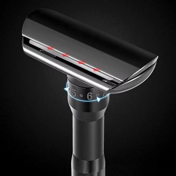 Adjustable Safety Razor Safer Press to Open Blade Replacing System 1 Razor 1 Travel Case & 5 Blades Men&