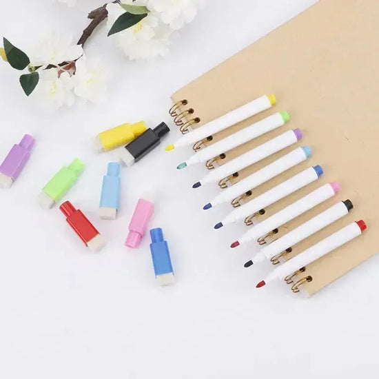 8PC Magnetic Colorful Whiteboard Pen Black White Board Markers Built In Eraser School Supply children&