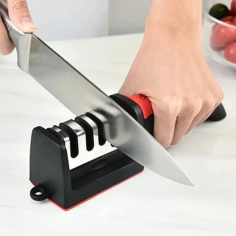 Kitchen 4Segment Knife Sharpener Household Multi-Functional Hand-Held Three-Purpose Black Sharpening Stone - HASHTAG