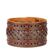 Retro Wide Leather Hand-strung Bracelet For Men And Women HASHTAG