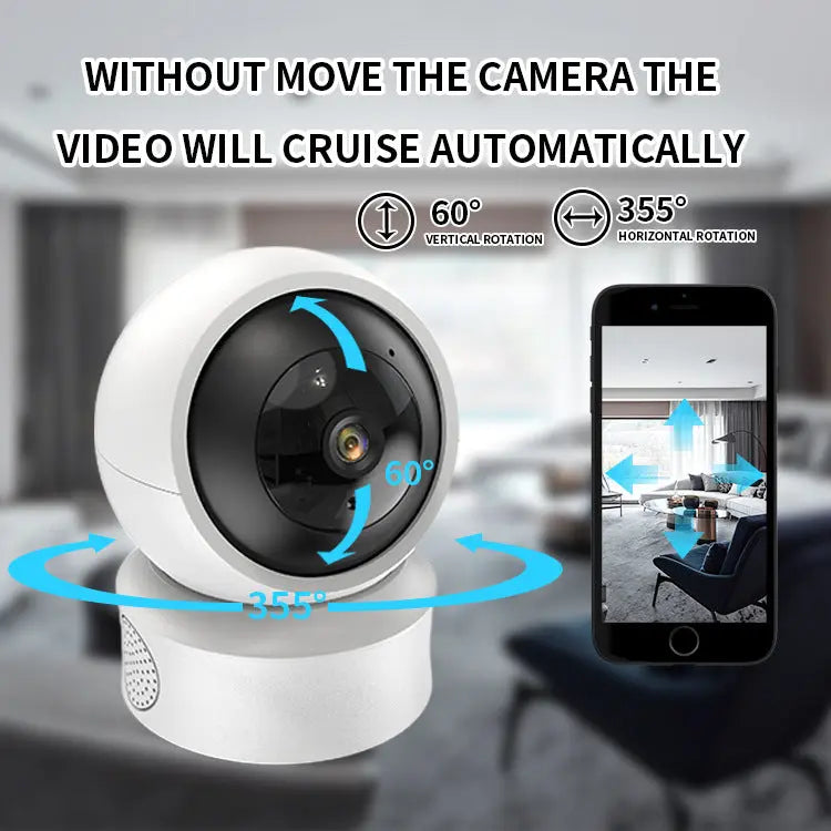 Telecamera di sorveglianza HD a 360 gradi per interni con doppia luce intelligente - My Hashtag Shop