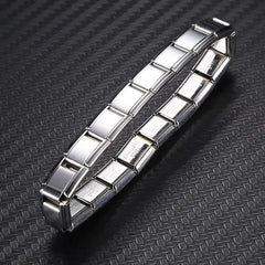9 mm Wide Stainless Steel Bracelets Simple Trendy Style Daily Wear Silver-Color Charm Bracelet For Women On Party Unisex Style HASHTAG