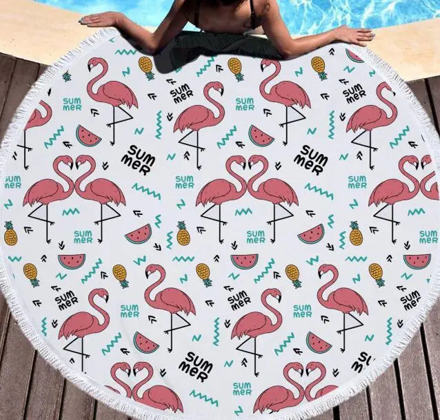 Beach towel flamingo round Liebe - Making Life Easier