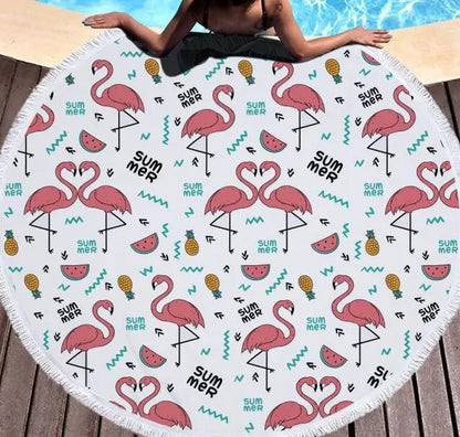 Beach towel flamingo round Liebe - Making Life Easier