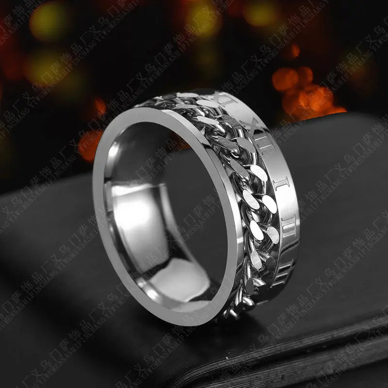 Roman Letter Rotatable Chain Rings Men Digital Titanium Steel RingFor Couple Alta Qualità Multifunctional Bottle Opener Ring Spinner Jewelry Punk Gifts AliExpress
