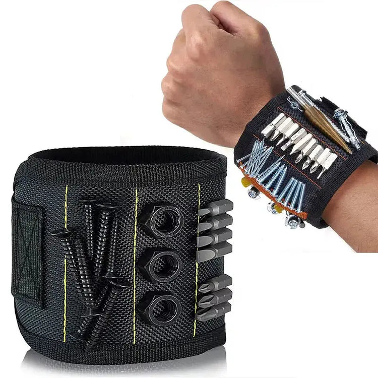 Magnetic wristband comes with 10 strong magnets wrist power repair tool accessories for screws nails bolts drills fasteners DIY HASHTAG