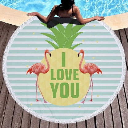 Beach towel flamingo round Liebe - Making Life Easier