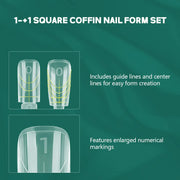 Nailpop 150 pcs Double Ended Nail Dual Forms Square Coffin Shape Extension 15 Sizes Professional Salon Quality Nail Art Tools HASHTAG