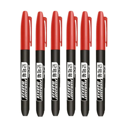 6 PCS Permanent Marker Pen Manga Drawing Markers Black Blue Red Waterproof Ink Sketch Pens Stationery Art School Supplies - HASHTAG