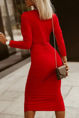 Tight midi dress, red HASHTAG