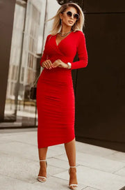 Tight midi dress, red HASHTAG