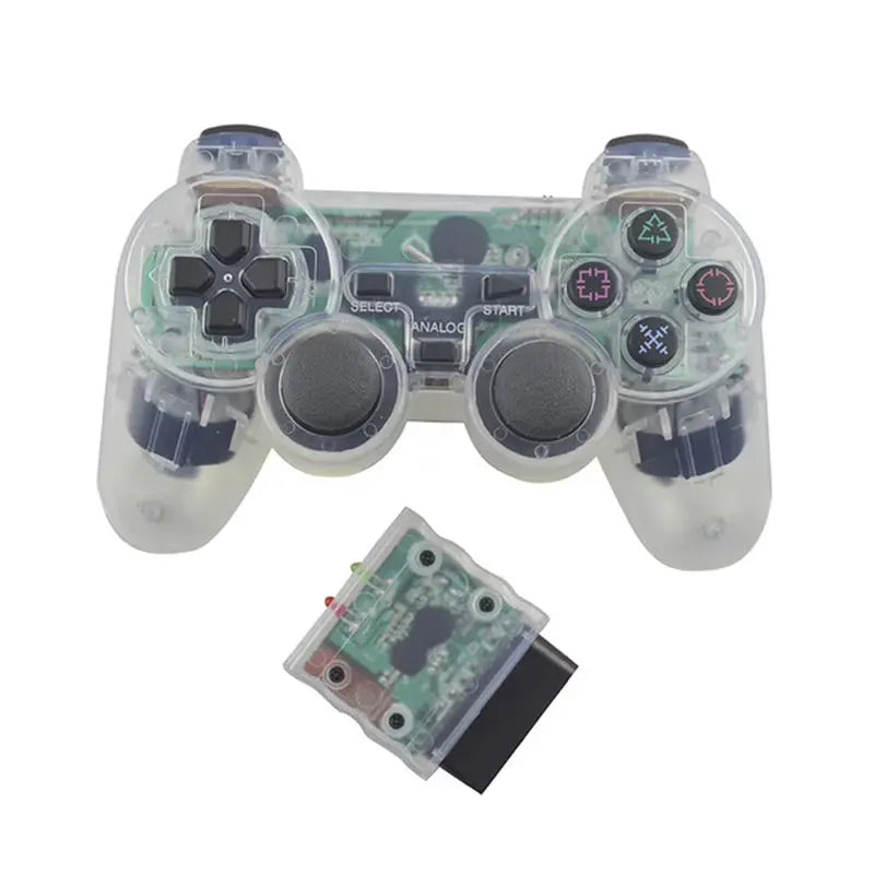Transparent Color Bluetooth Wireless Gamepad Controller for Sony PS2 2.4G Vibration Controle for Plastation 2 Joystick